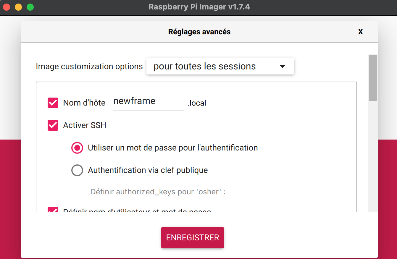 Pi imager options