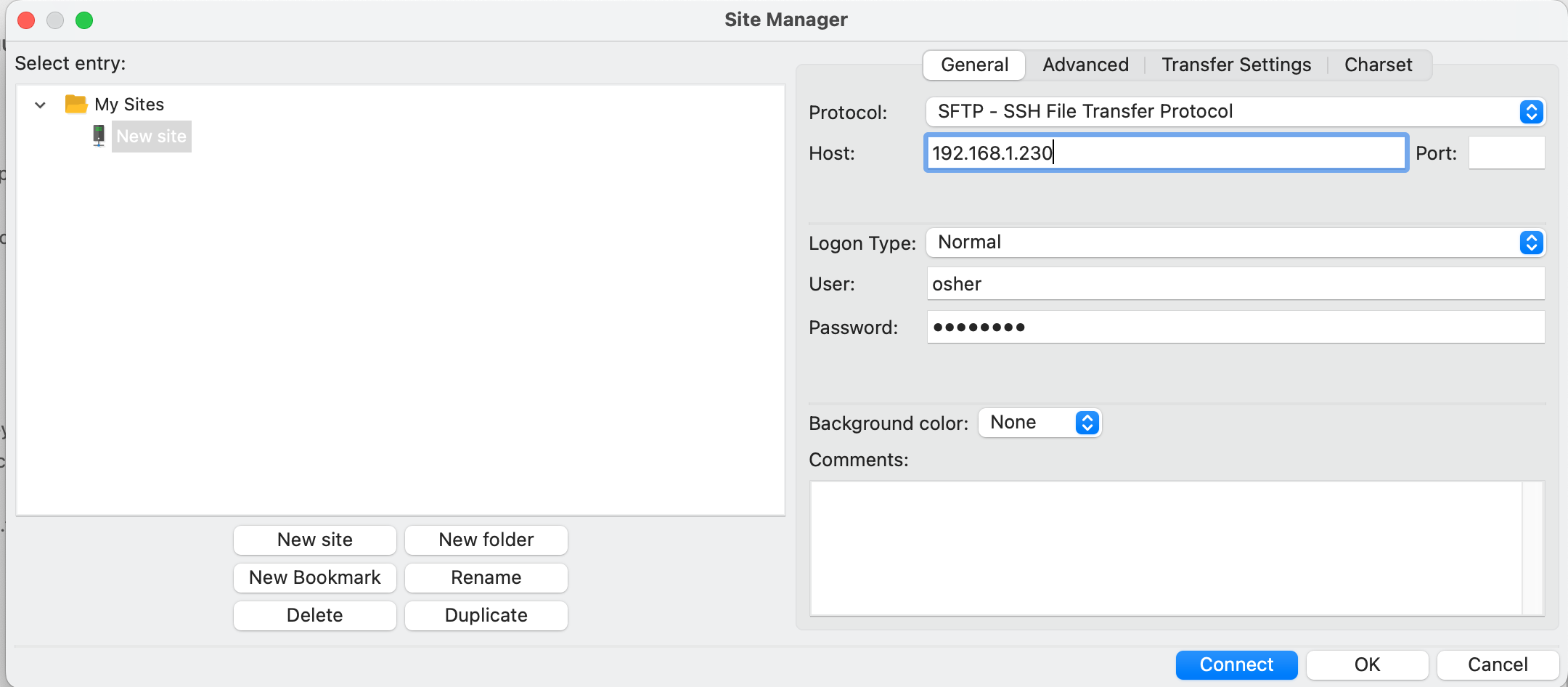 Filezilla configuration